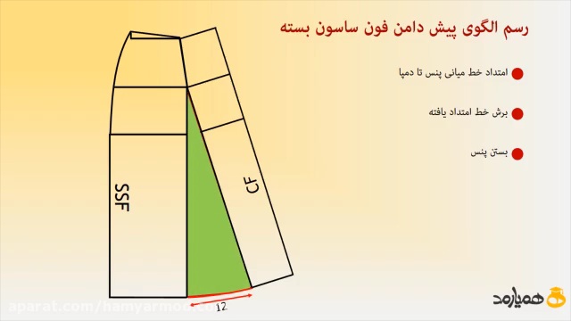 الگوی دامن فون ساسون بسته